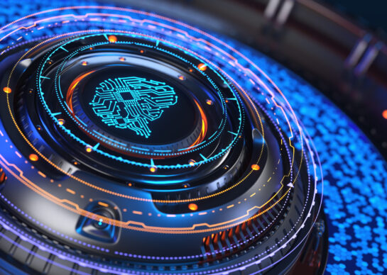 Artificial intelligence concept. Artificial Intelligence Computer Processor Unit. 3D illustration