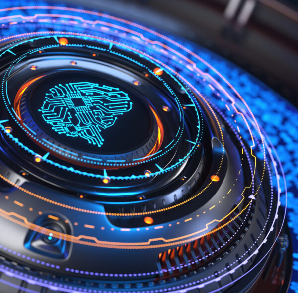 Artificial intelligence concept. Artificial Intelligence Computer Processor Unit. 3D illustration