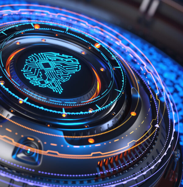 Artificial intelligence concept. Artificial Intelligence Computer Processor Unit. 3D illustration